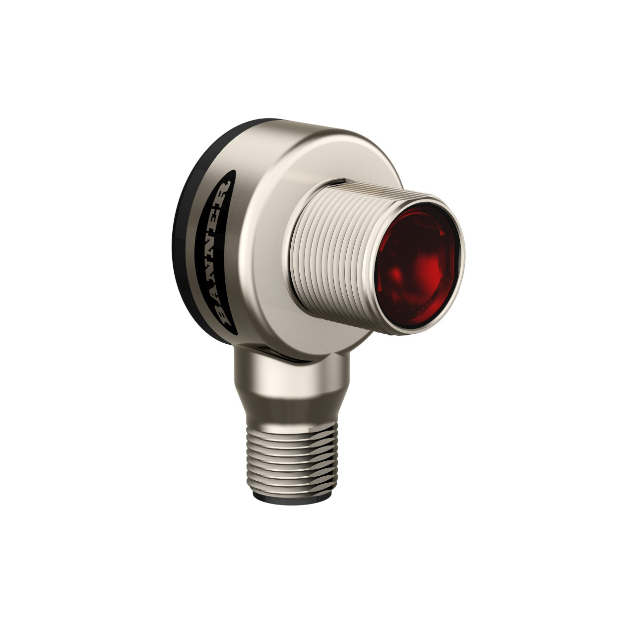 Banner Engineering Photoelectric Sensor; Opposed - Emitter; 18mm Barrel - Right Angle; 20m Range; 10-30VDC; M12 QD